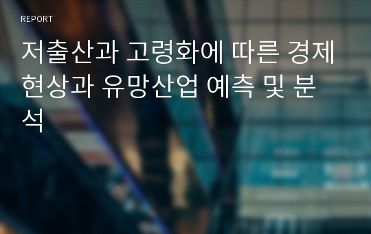 저출산과 고령화에 따른 경제현상과 유망산업 예측 및 분석