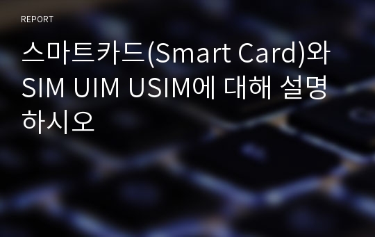 스마트카드(Smart Card)와 SIM UIM USIM에 대해 설명하시오
