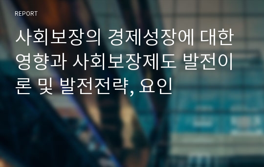 사회보장의 경제성장에 대한 영향과 사회보장제도 발전이론 및 발전전략, 요인