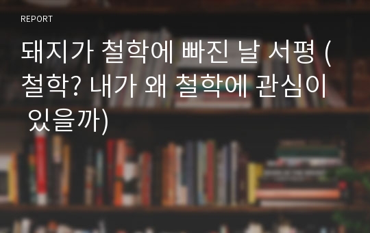 돼지가 철학에 빠진 날 서평 (철학? 내가 왜 철학에 관심이 있을까)