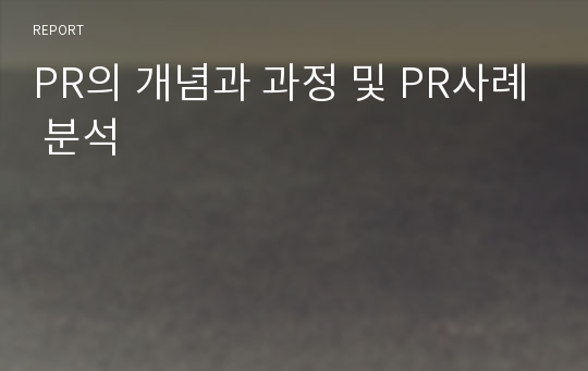 PR의 개념과 과정 및 PR사례 분석