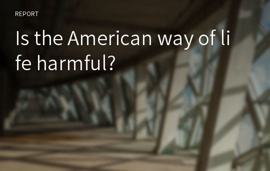 Is the American way of life harmful?