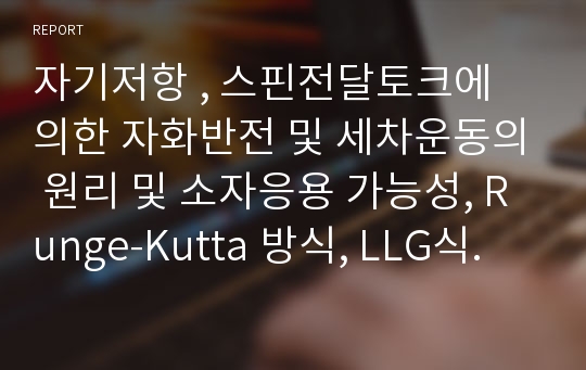 자기저항 , 스핀전달토크에 의한 자화반전 및 세차운동의 원리 및 소자응용 가능성, Runge-Kutta 방식, LLG식.