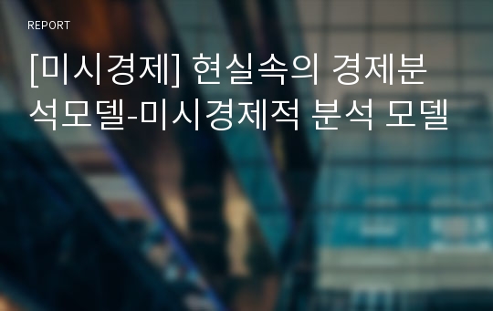 [미시경제] 현실속의 경제분석모델-미시경제적 분석 모델