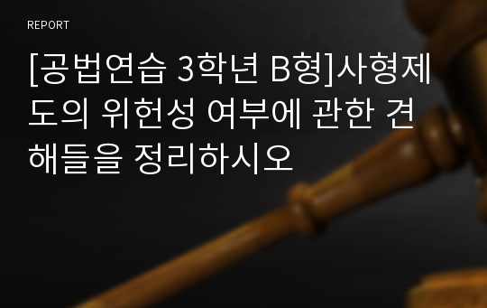 [공법연습 3학년 B형]사형제도의 위헌성 여부에 관한 견해들을 정리하시오