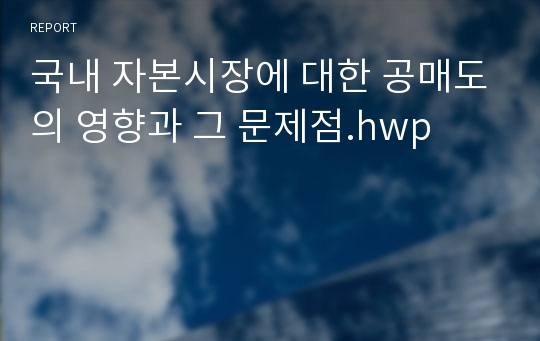 국내 자본시장에 대한 공매도의 영향과 그 문제점.hwp