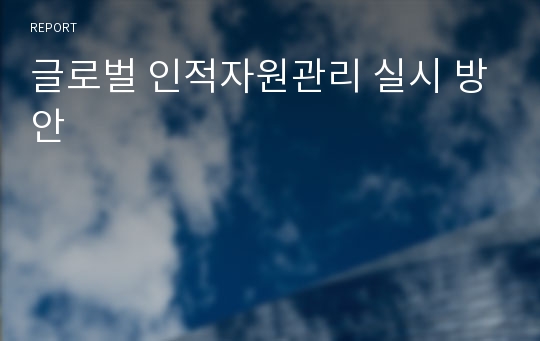 글로벌 인적자원관리 실시 방안