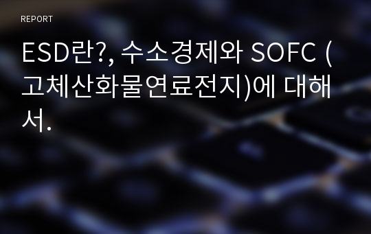 ESD란?, 수소경제와 SOFC (고체산화물연료전지)에 대해서.