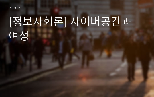 [정보사회론] 사이버공간과 여성