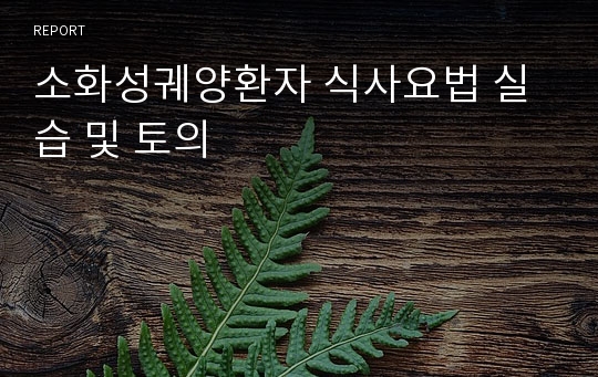 소화성궤양환자 식사요법 실습 및 토의