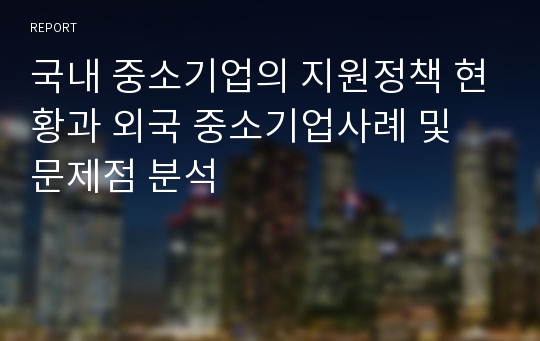 국내 중소기업의 지원정책 현황과 외국 중소기업사례 및 문제점 분석