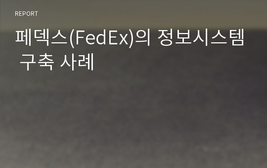 페덱스(FedEx)의 정보시스템 구축 사례