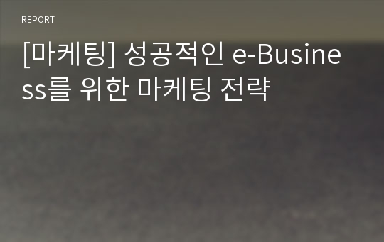 [마케팅] 성공적인 e-Business를 위한 마케팅 전략