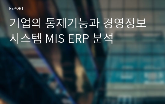 기업의 통제기능과 경영정보시스템 MIS ERP 분석