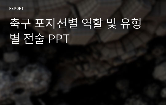 축구 포지션별 역할 및 유형별 전술 PPT