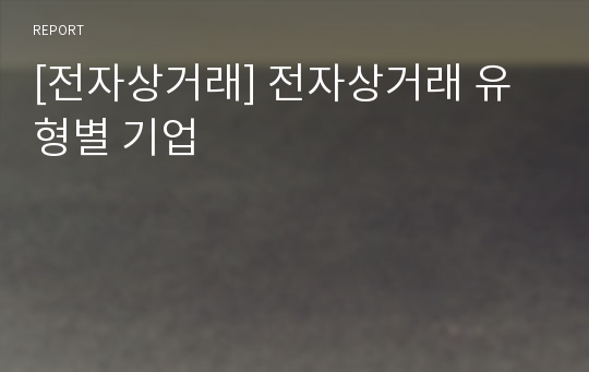 [전자상거래] 전자상거래 유형별 기업