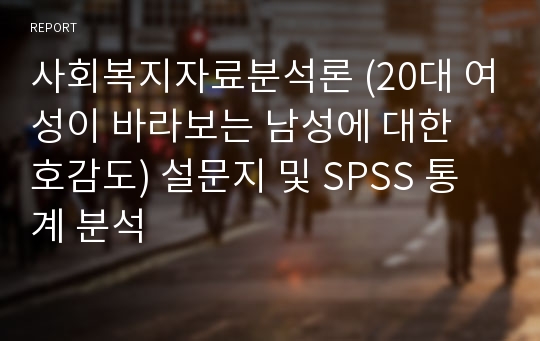 사회복지자료분석론 (20대 여성이 바라보는 남성에 대한 호감도) 설문지 및 SPSS 통계 분석