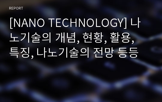 [NANO TECHNOLOGY] 나노기술의 개념, 현황, 활용, 특징, 나노기술의 전망 등등