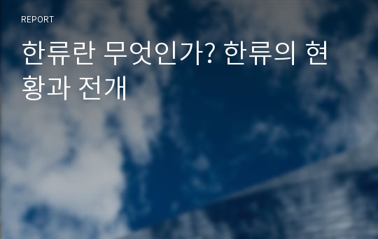 한류란 무엇인가? 한류의 현황과 전개