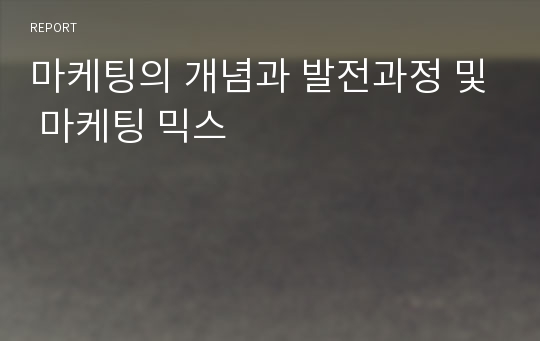 마케팅의 개념과 발전과정 및 마케팅 믹스