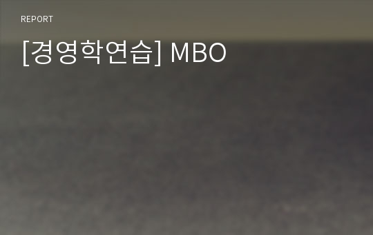 [경영학연습] MBO
