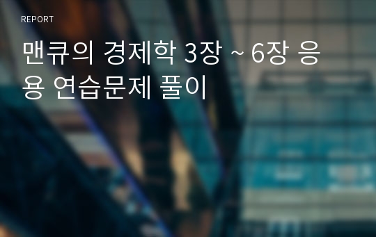 맨큐의 경제학 3장 ~ 6장 응용 연습문제 풀이