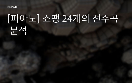 [피아노] 쇼팽 24개의 전주곡 분석