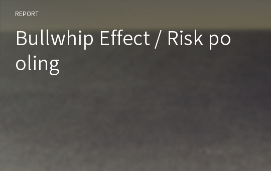 Bullwhip Effect / Risk pooling
