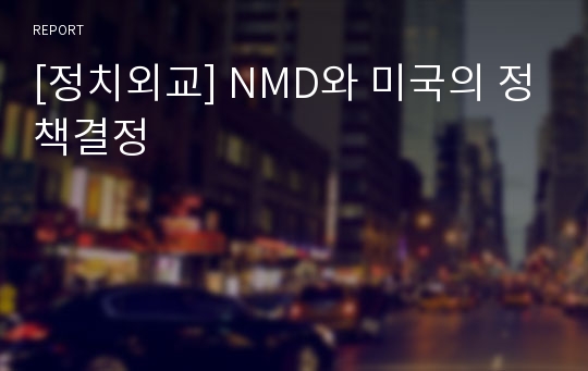 [정치외교] NMD와 미국의 정책결정
