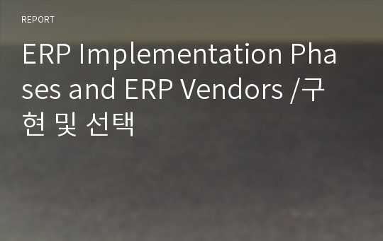 ERP Implementation Phases and ERP Vendors /구현 및 선택