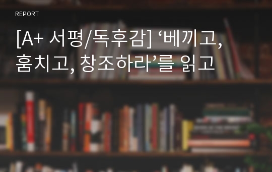 [A+ 서평/독후감] ‘베끼고, 훔치고, 창조하라’를 읽고