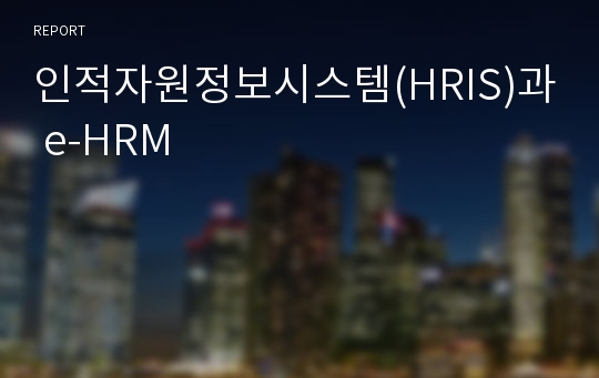 인적자원정보시스템(HRIS)과 e-HRM