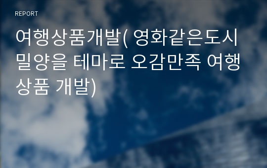 여행상품개발( 영화같은도시 밀양을 테마로 오감만족 여행상품 개발)