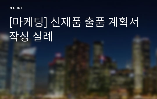 [마케팅] 신제품 출품 계획서작성 실례