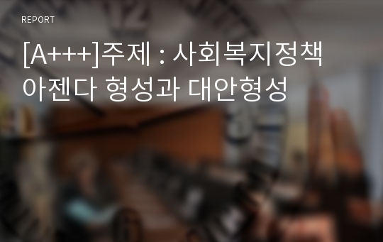 [A+++]주제 : 사회복지정책 아젠다 형성과 대안형성