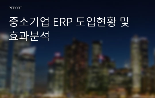 중소기업 ERP 도입현황 및 효과분석