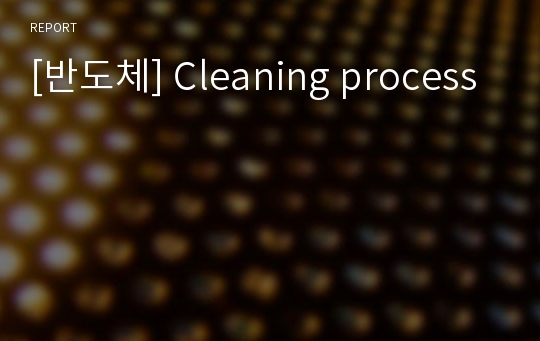 [반도체] Cleaning process