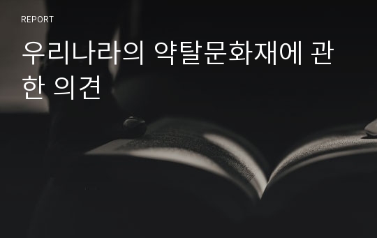 우리나라의 약탈문화재에 관한 의견