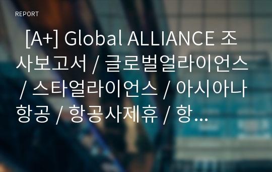   [A+] Global ALLIANCE 조사보고서 / 글로벌얼라이언스 / 스타얼라이언스 / 아시아나항공 / 항공사제휴 / 항공사간 제휴 / SWOT분석 / 루프트한자 / 유나이티드항공 / 에어뉴질랜드 / ANA / 스팬에어