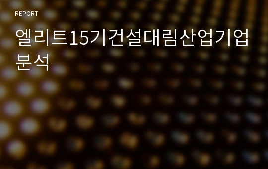 엘리트15기건설대림산업기업분석