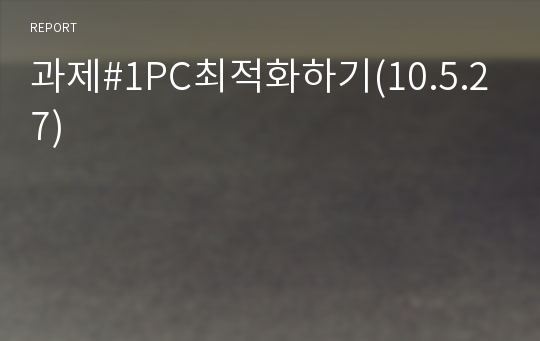 과제#1PC최적화하기(10.5.27)