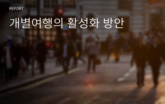 개별여행의 활성화 방안