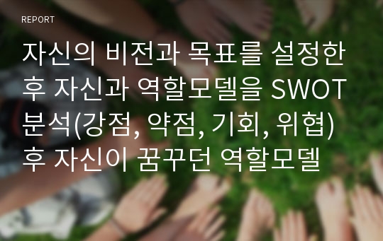 자신의 비전과 목표를 설정한후 자신과 역할모델을 SWOT분석(강점, 약점, 기회, 위협)후 자신이 꿈꾸던 역할모델