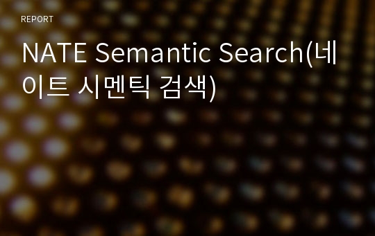 NATE Semantic Search(네이트 시멘틱 검색)