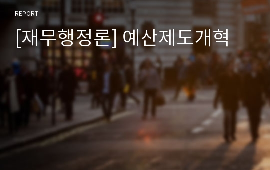 [재무행정론] 예산제도개혁