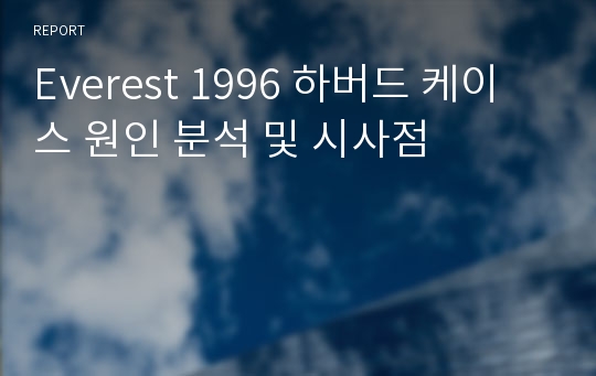 Everest 1996 하버드 케이스 원인 분석 및 시사점