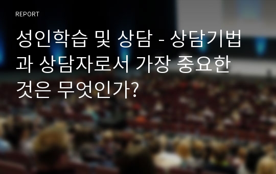 성인학습 및 상담 - 상담기법과 상담자로서 가장 중요한 것은 무엇인가?