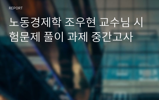 노동경제학 조우현 교수님 시험문제 풀이 과제 중간고사