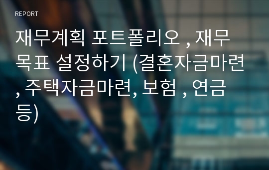 재무계획 포트폴리오 , 재무목표 설정하기 (결혼자금마련, 주택자금마련, 보험 , 연금 등)