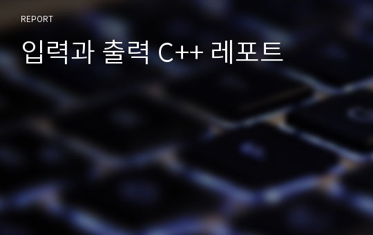 입력과 출력 C++ 레포트